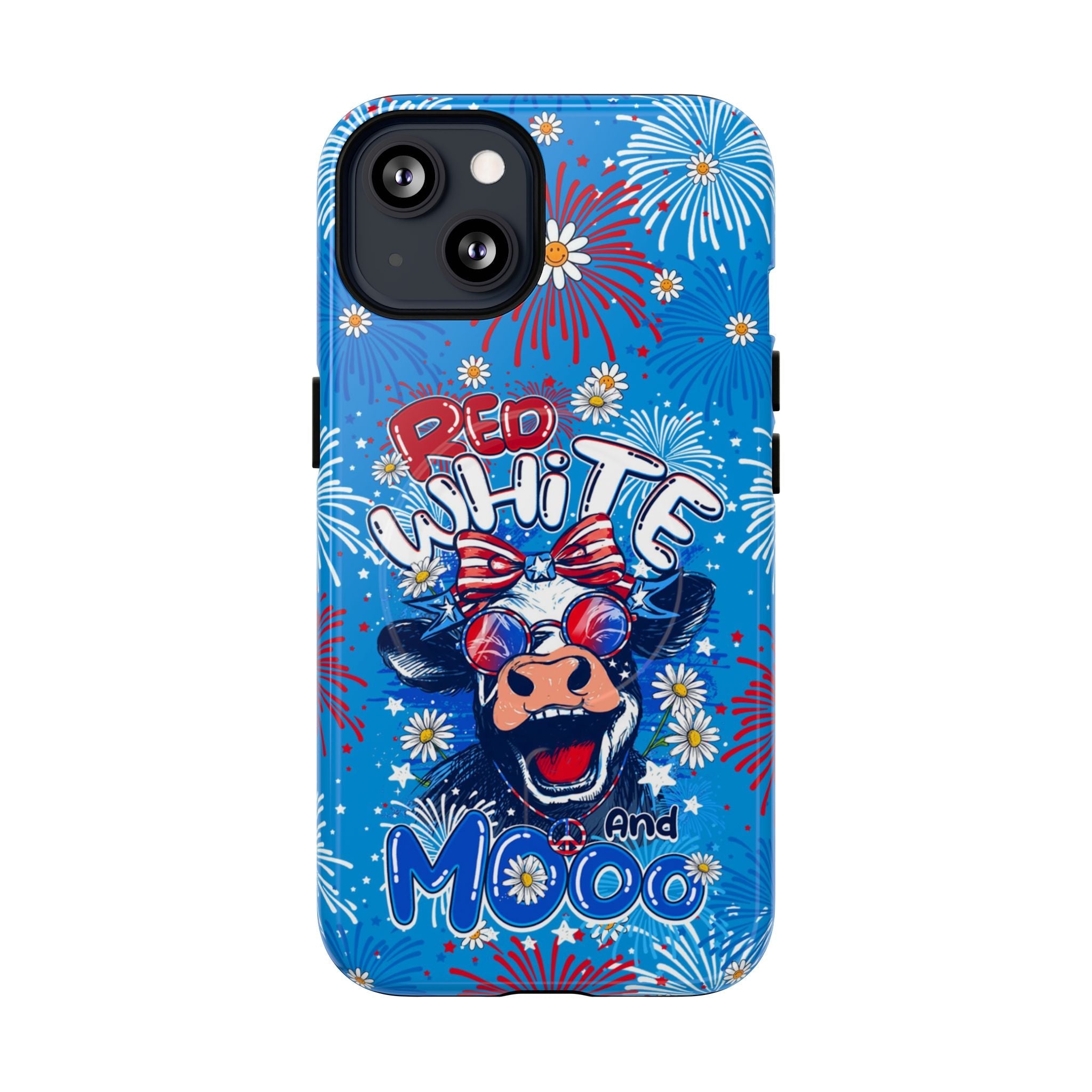 RED WHITE AND MOOO COW MAGNETIC PHONE CASE  - TY1306262
