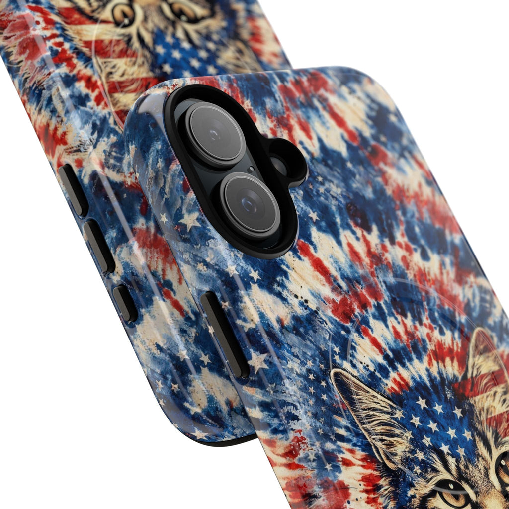 CAT RED WHITE & BLUE VINTAGE MAGNETIC PHONE CASE  - TLHG2004262