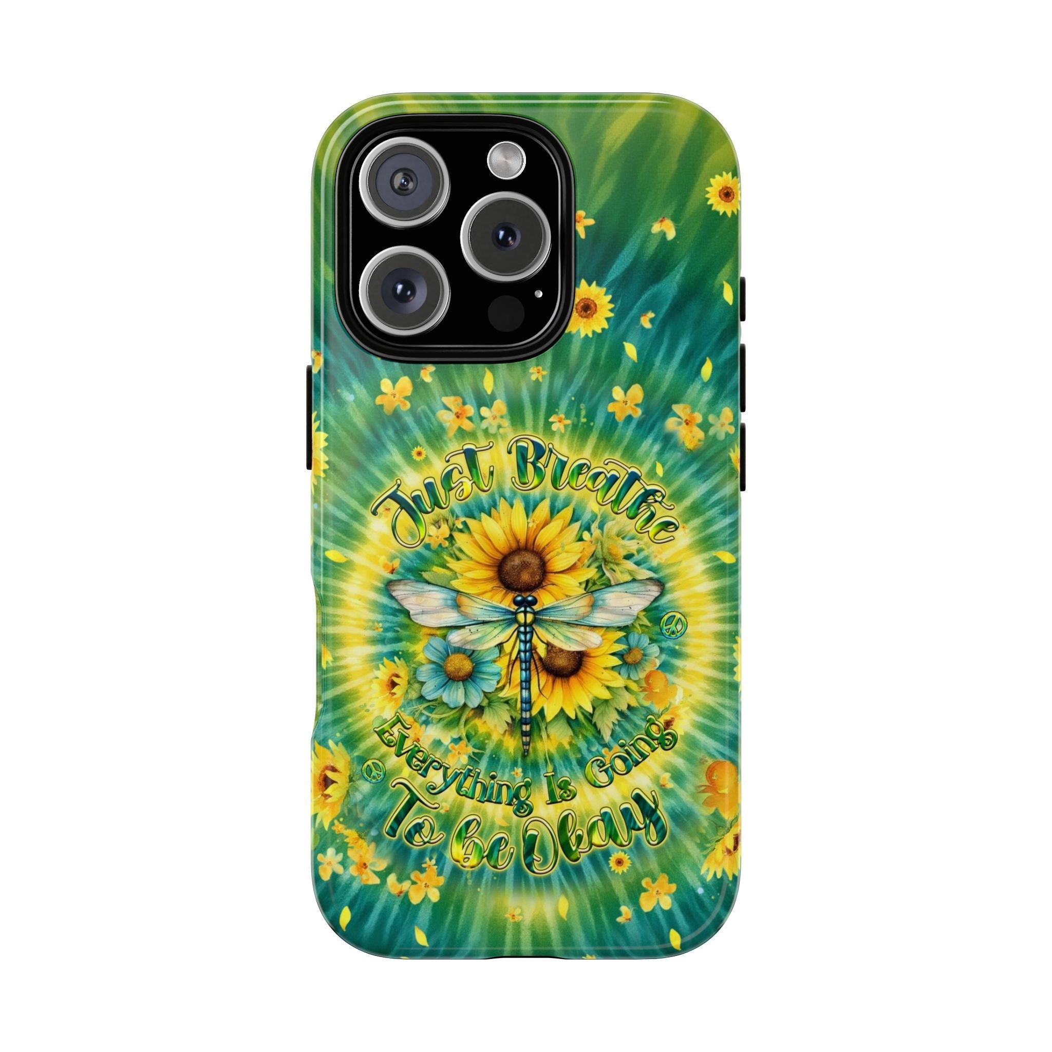JUST BREATHE DRAGONFLY FLORAL SWIRL PHONE CASE  - TLHG1304263