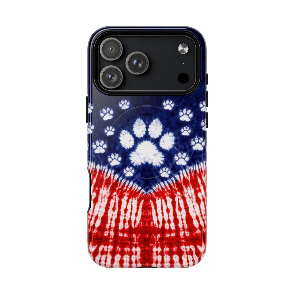 PAW PRINT RED WHITE & BLUE MAGNETIC PHONE CASE - TLTW1604262