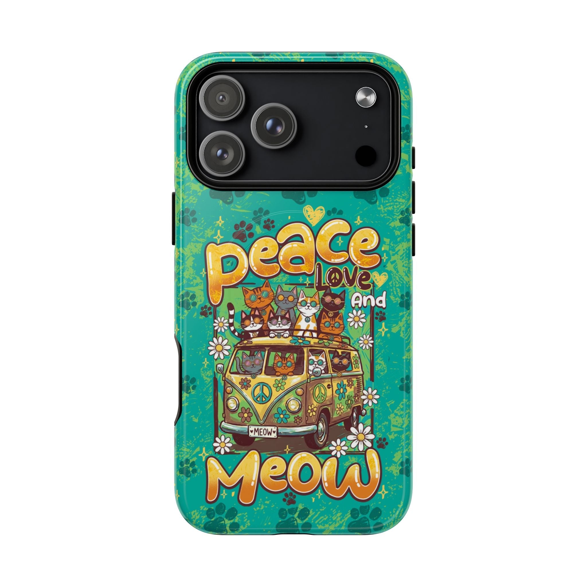 PEACE LOVE AND MEOW CATS MAGNETIC PHONE CASE - TY0707263