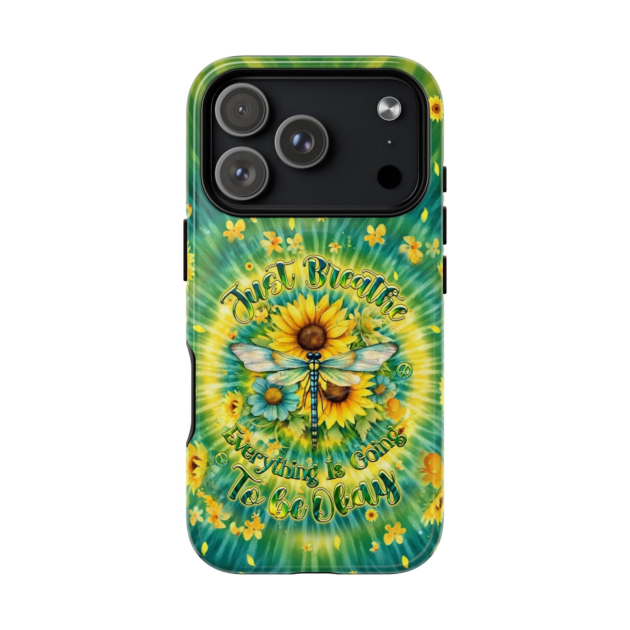 JUST BREATHE DRAGONFLY FLORAL MAGNETIC PHONE CASE  - TLHG1304263