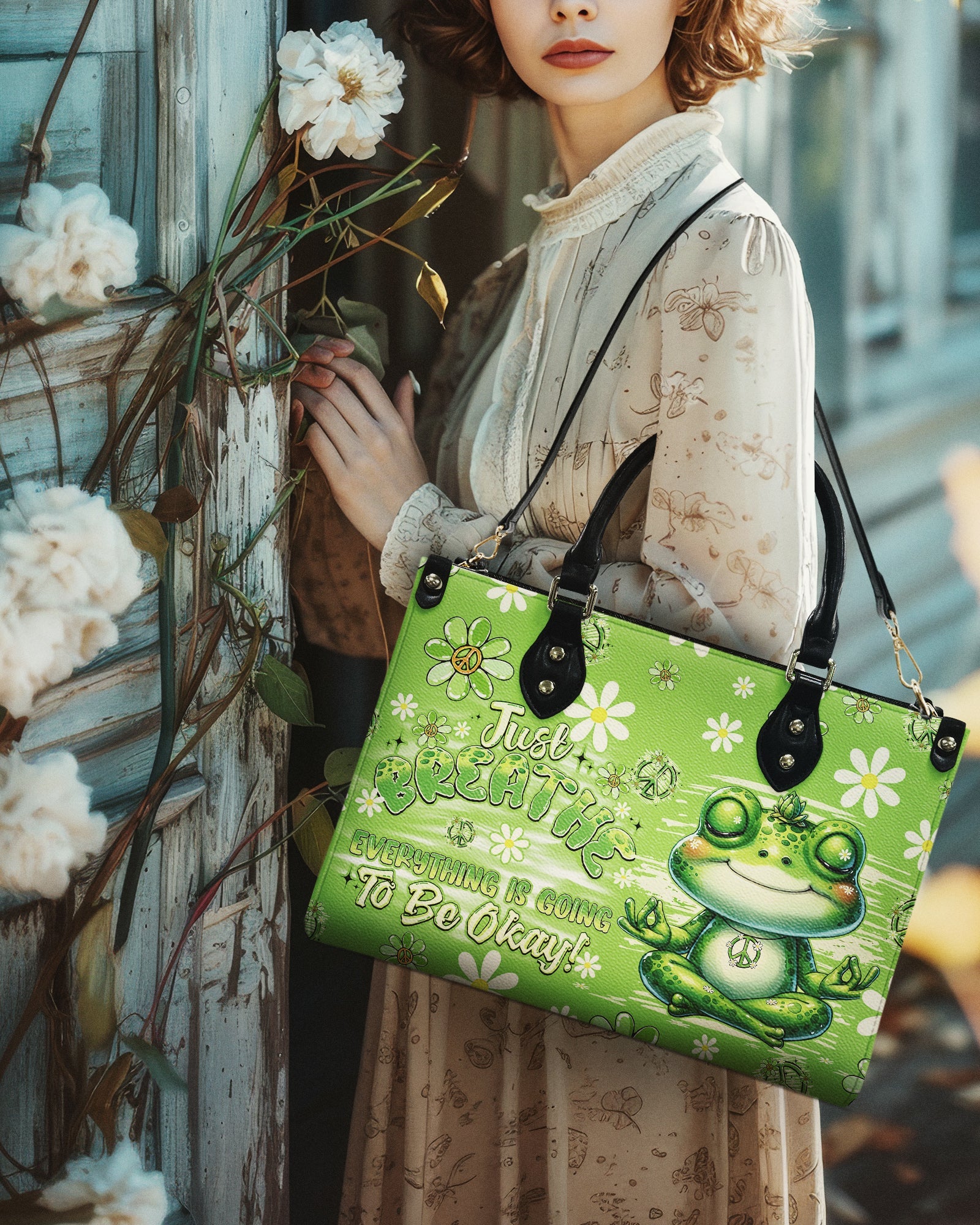 JUST BREATHE FROG LEATHER HANDBAG - TYQY1304264