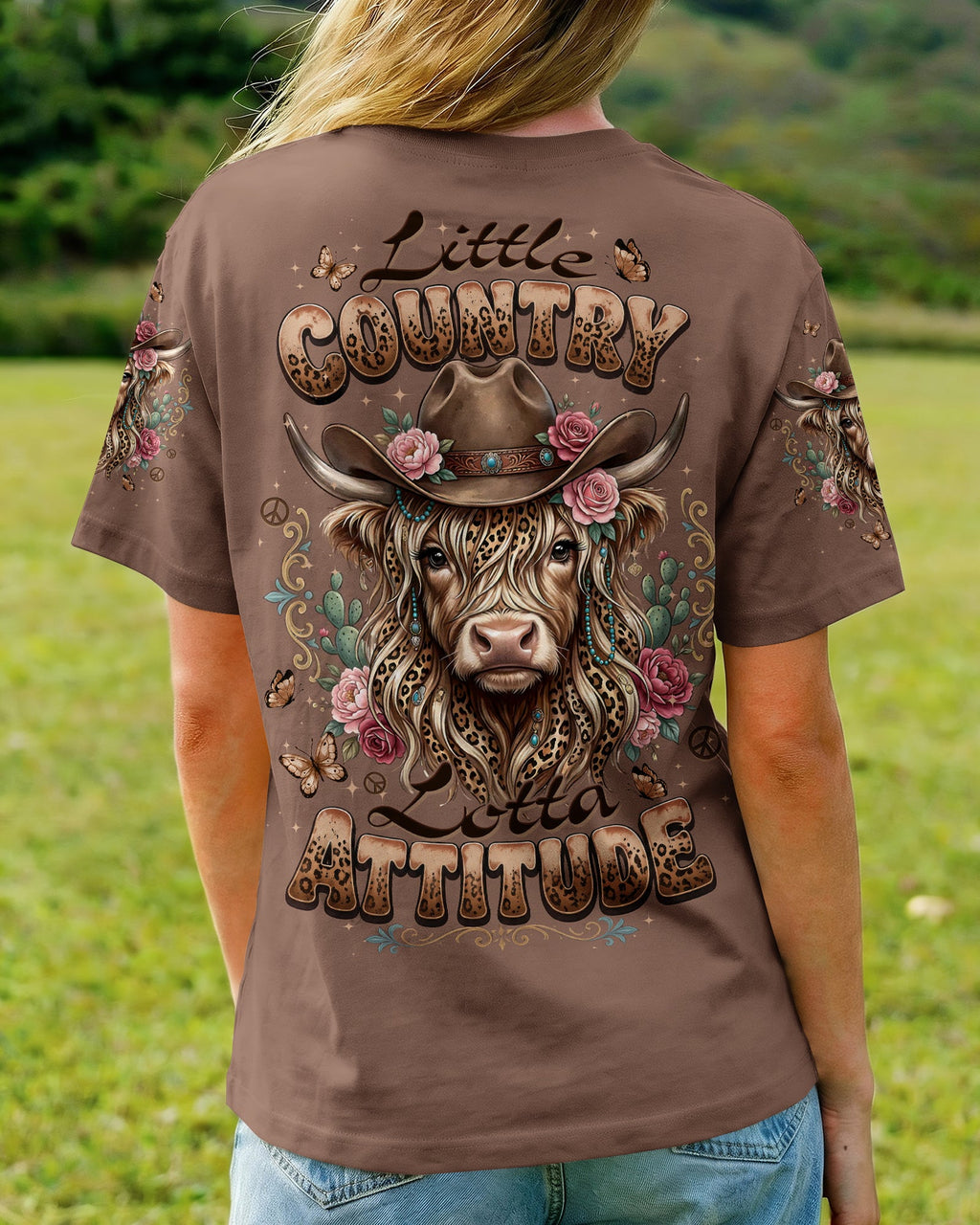 LITTLE COUNTRY LOTTA ATTITUDE COW ALL OVER PRINT  - TLTW1006264
