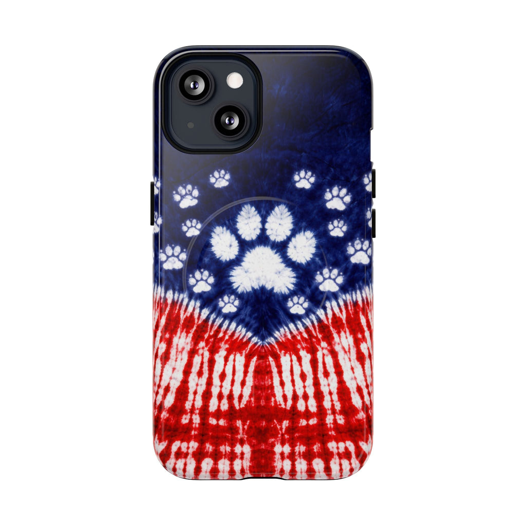 PAW PRINT RED WHITE & BLUE MAGNETIC PHONE CASE - TLTW1604262