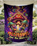 EAT MUSHROOMS SEE THE UNIVERSE FLEECE BLANKET - TYPQ1202263