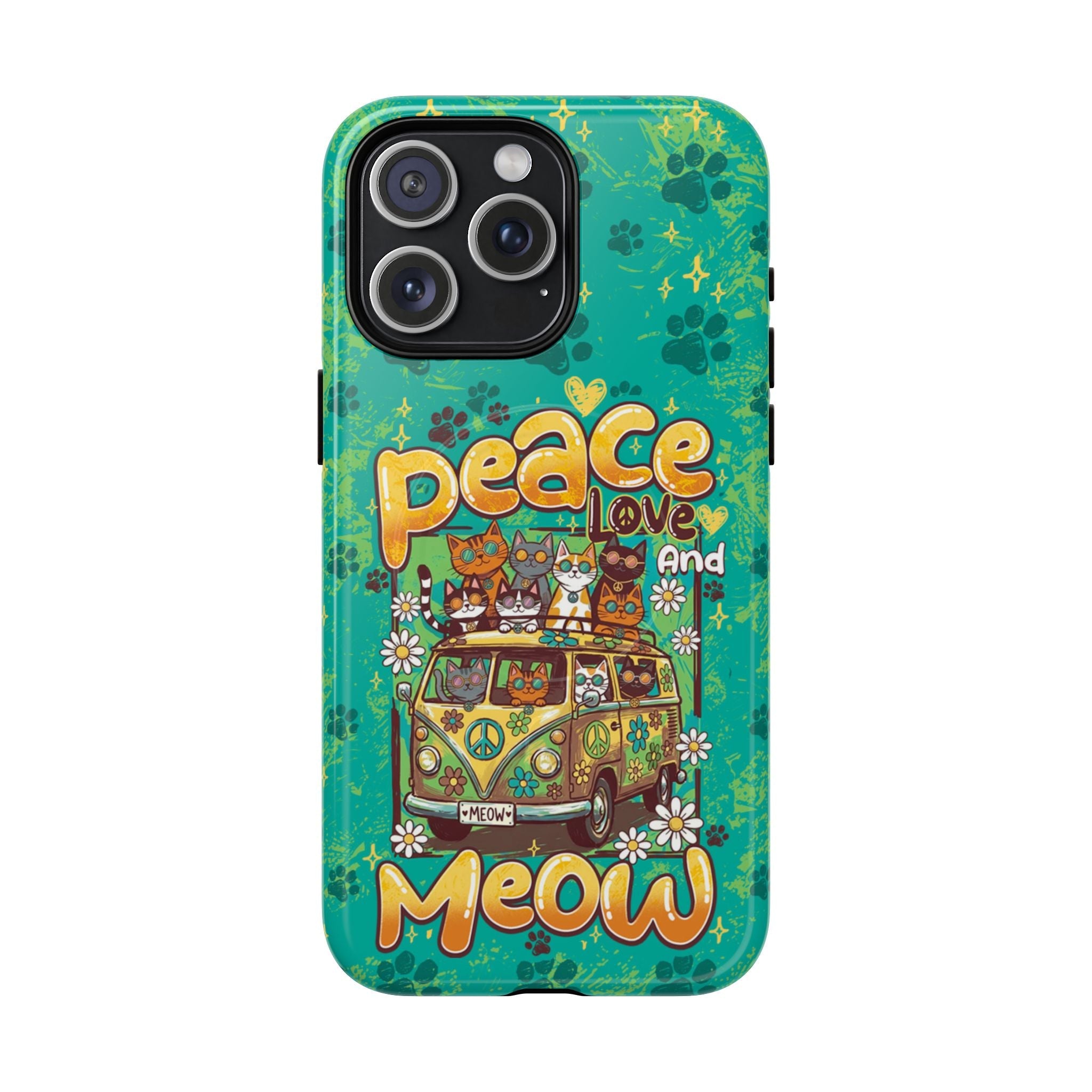 PEACE LOVE AND MEOW CATS MAGNETIC PHONE CASE - TY0707263