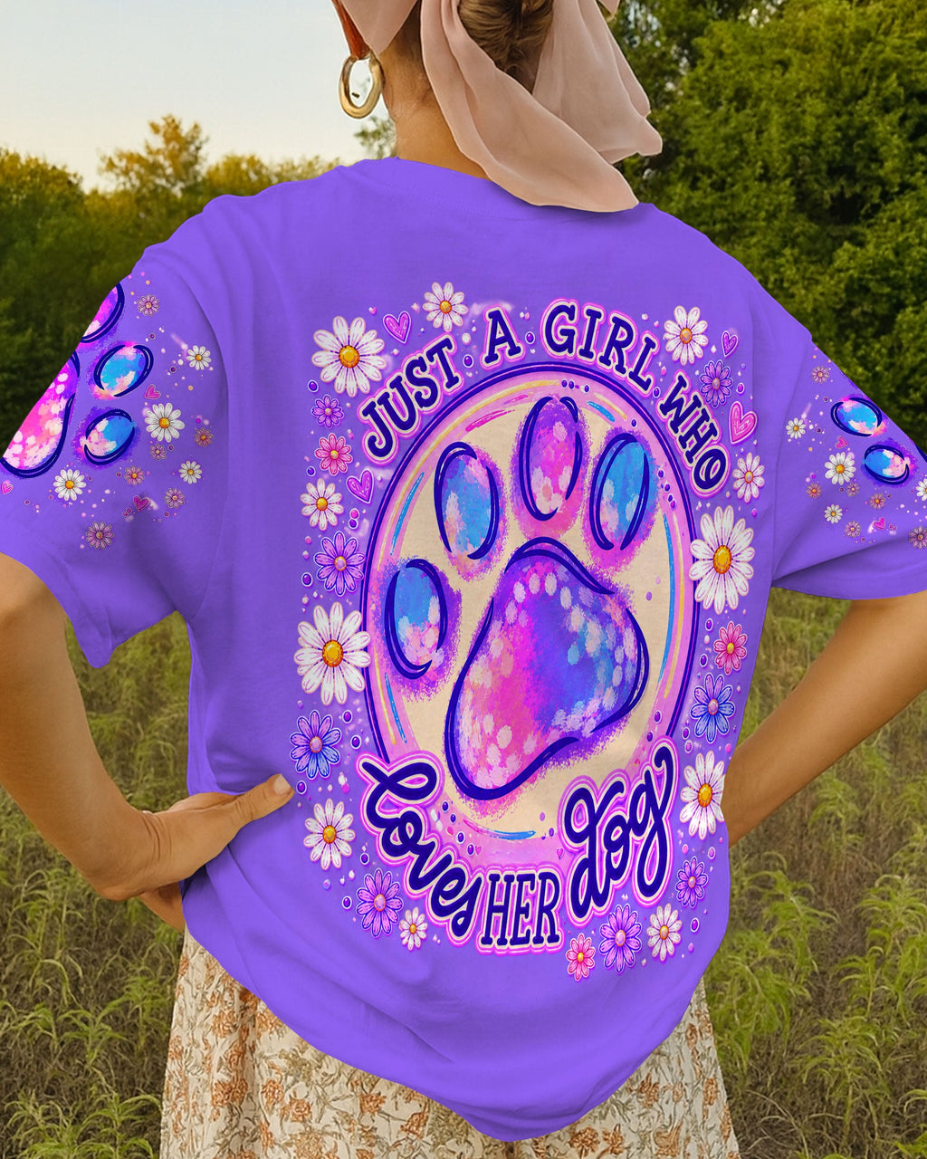 JUST A GIRL WHO LOVES HER DOG PAW ALL OVER PRINT  - TLNT0405264