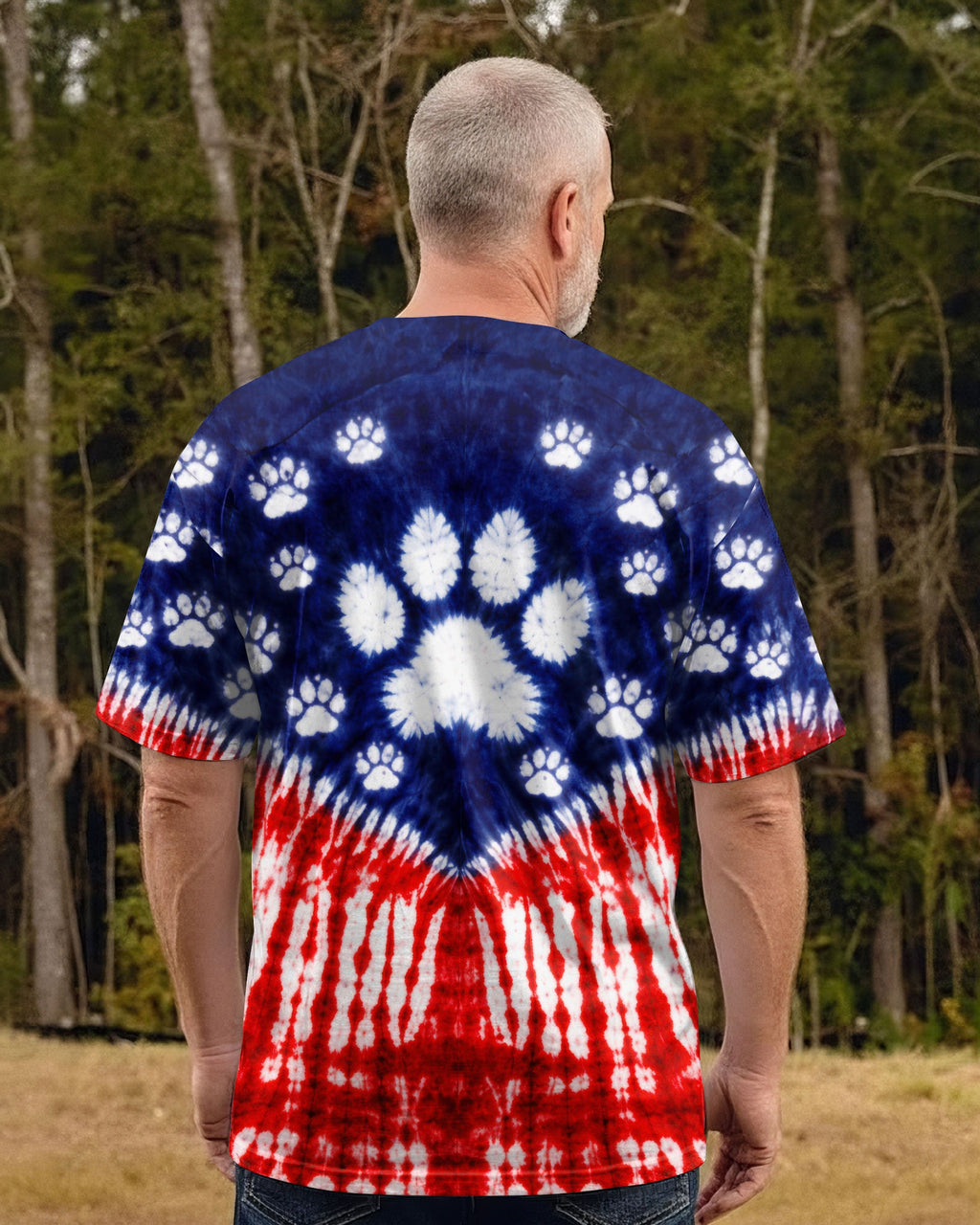 PAW PRINT RED WHITE & BLUE V SWIRL ALL OVER PRINT - TLTW0104263