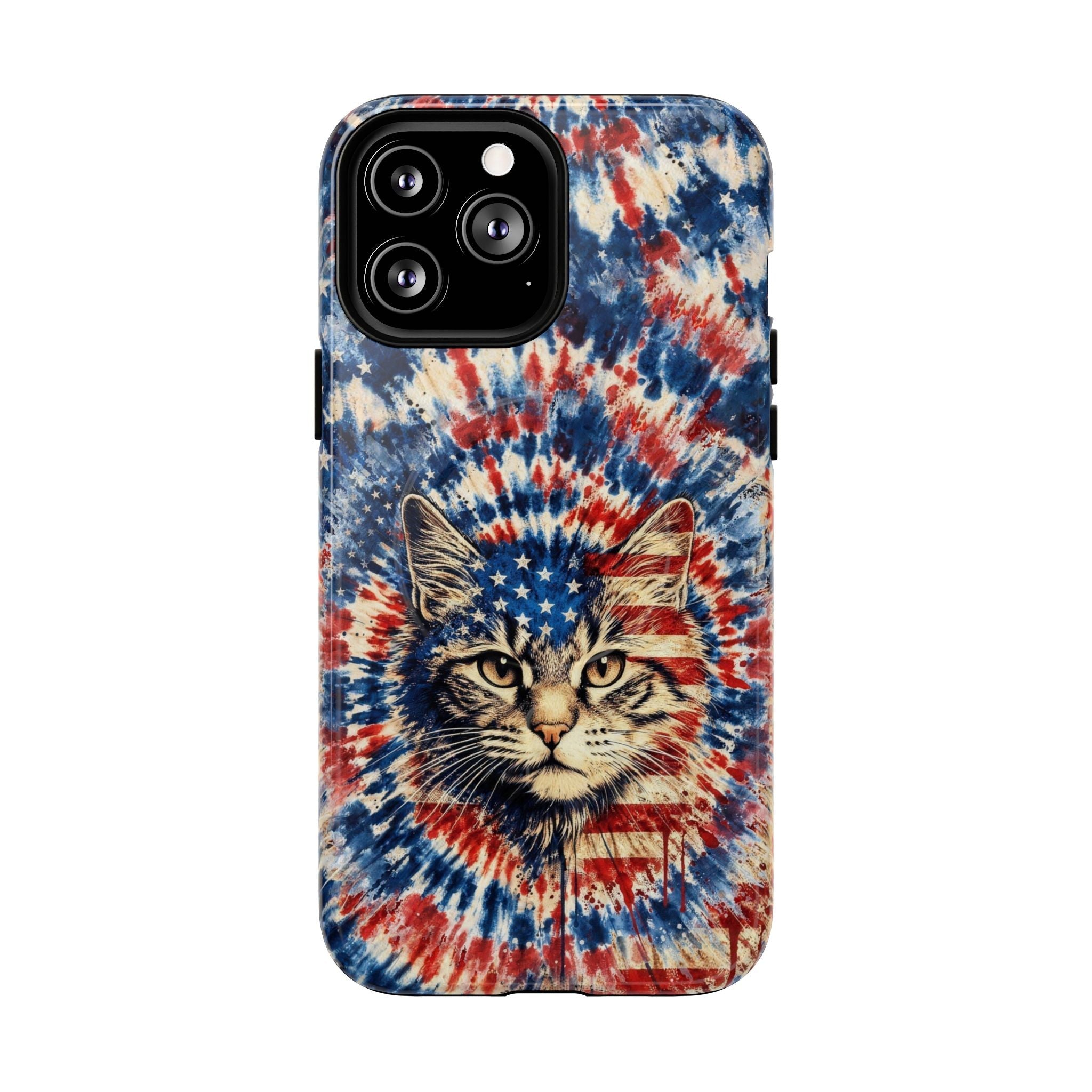 CAT RED WHITE & BLUE VINTAGE MAGNETIC PHONE CASE  - TLHG2004262