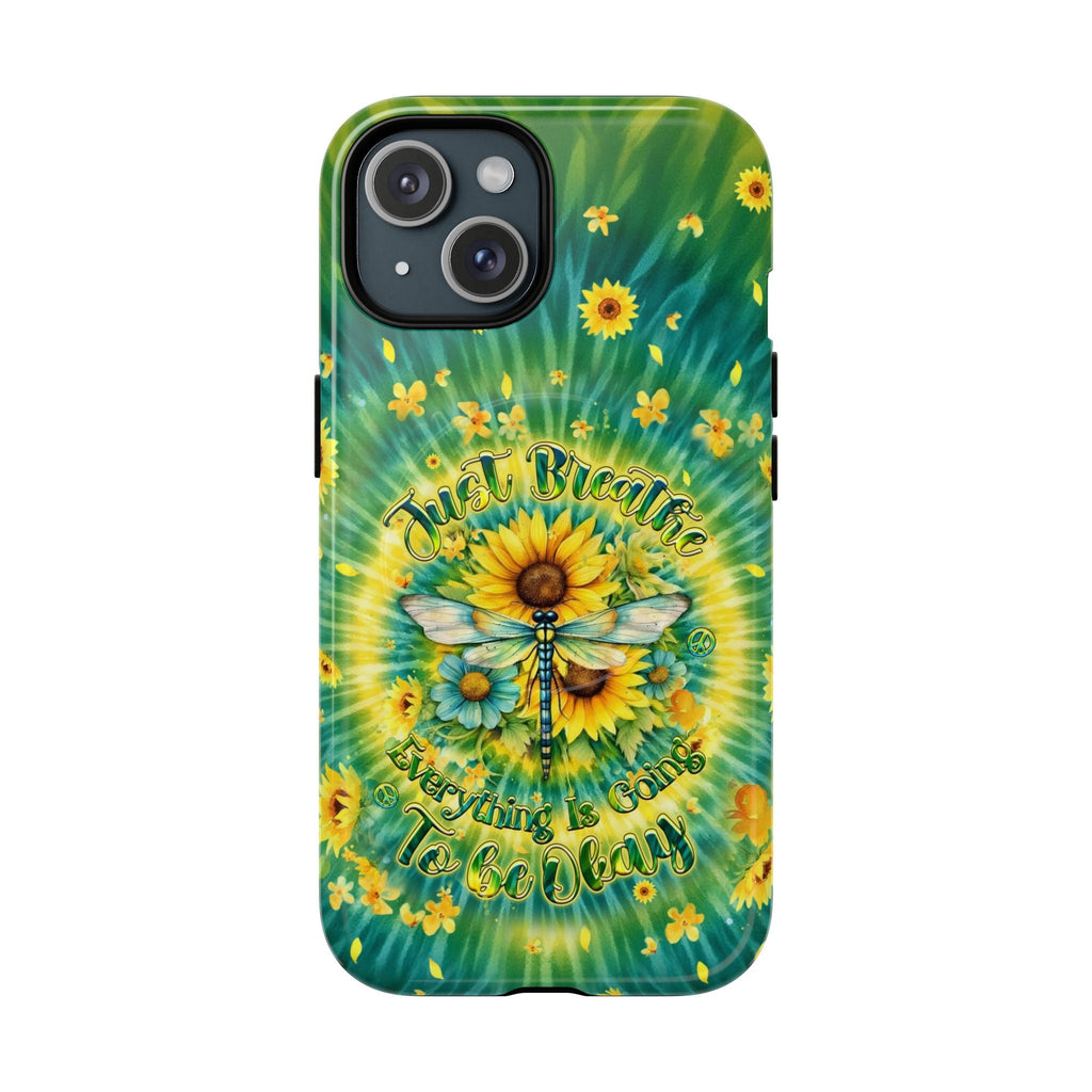 JUST BREATHE DRAGONFLY FLORAL MAGNETIC PHONE CASE  - TLHG1304263
