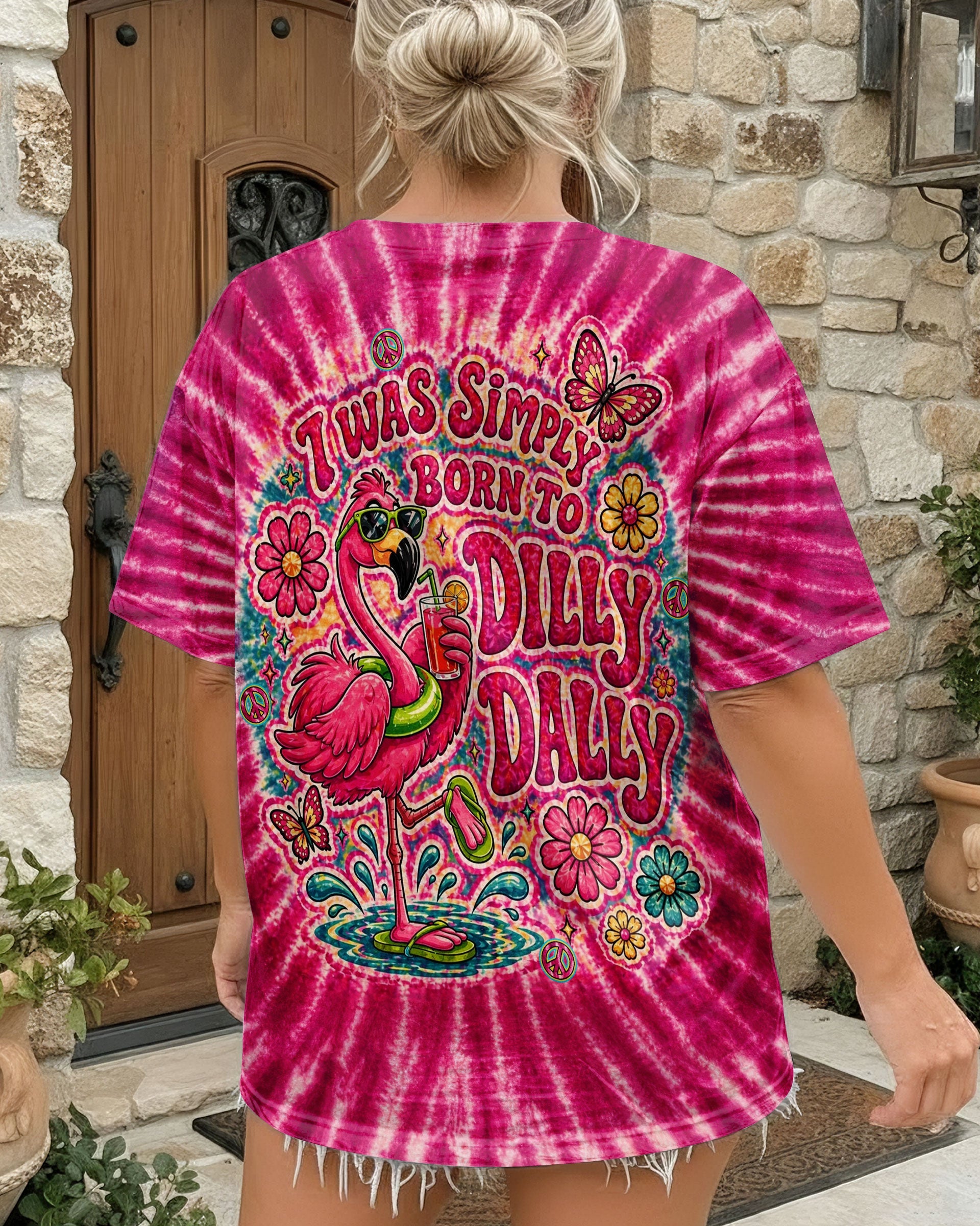 I WAS SIMPLY BORN TO DILLY DALLY FLAMINGO  ALL OVER PRINT - TLTW0405262