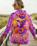 JUST BREATHE HUMMINGBIRD FLORAL SWIRL ALL OVER PRINT - TLNO0804262