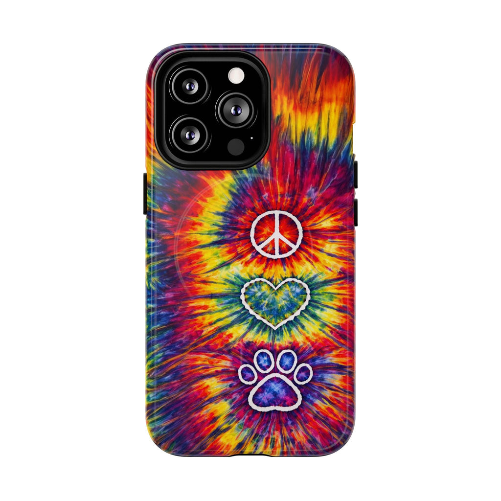 PEACE LOVE PAW PRINT COLORFUL MAGNETIC PHONE CASE - TLNT1604262