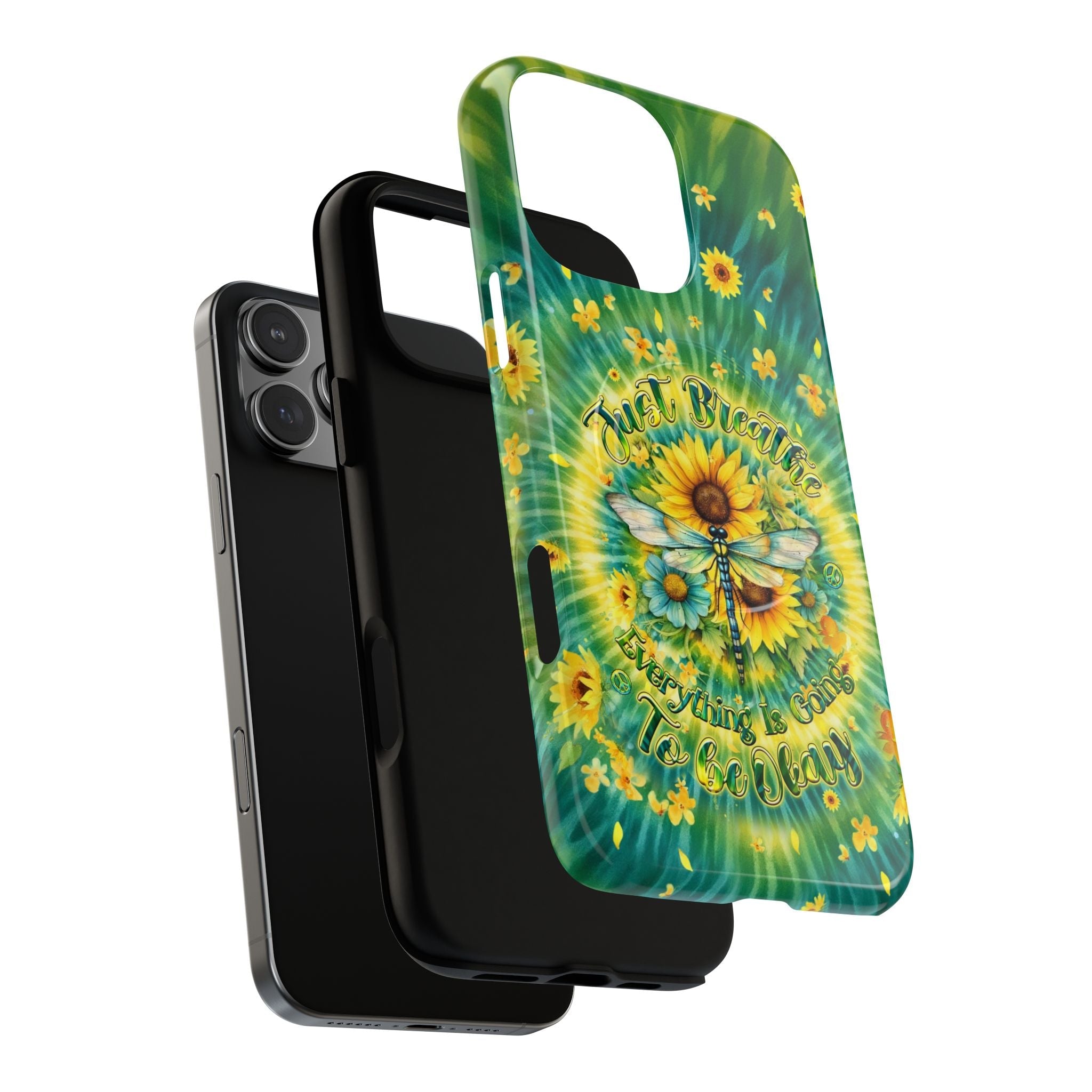 JUST BREATHE DRAGONFLY FLORAL MAGNETIC PHONE CASE  - TLHG1304263