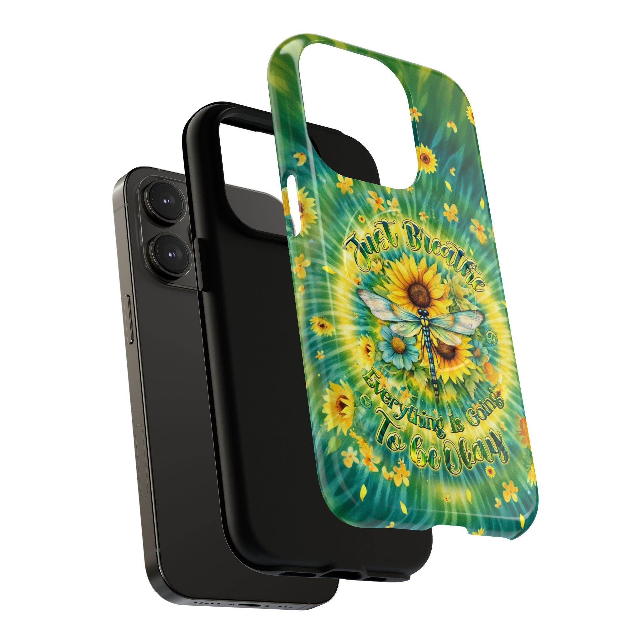 JUST BREATHE DRAGONFLY FLORAL MAGNETIC PHONE CASE  - TLHG1304263