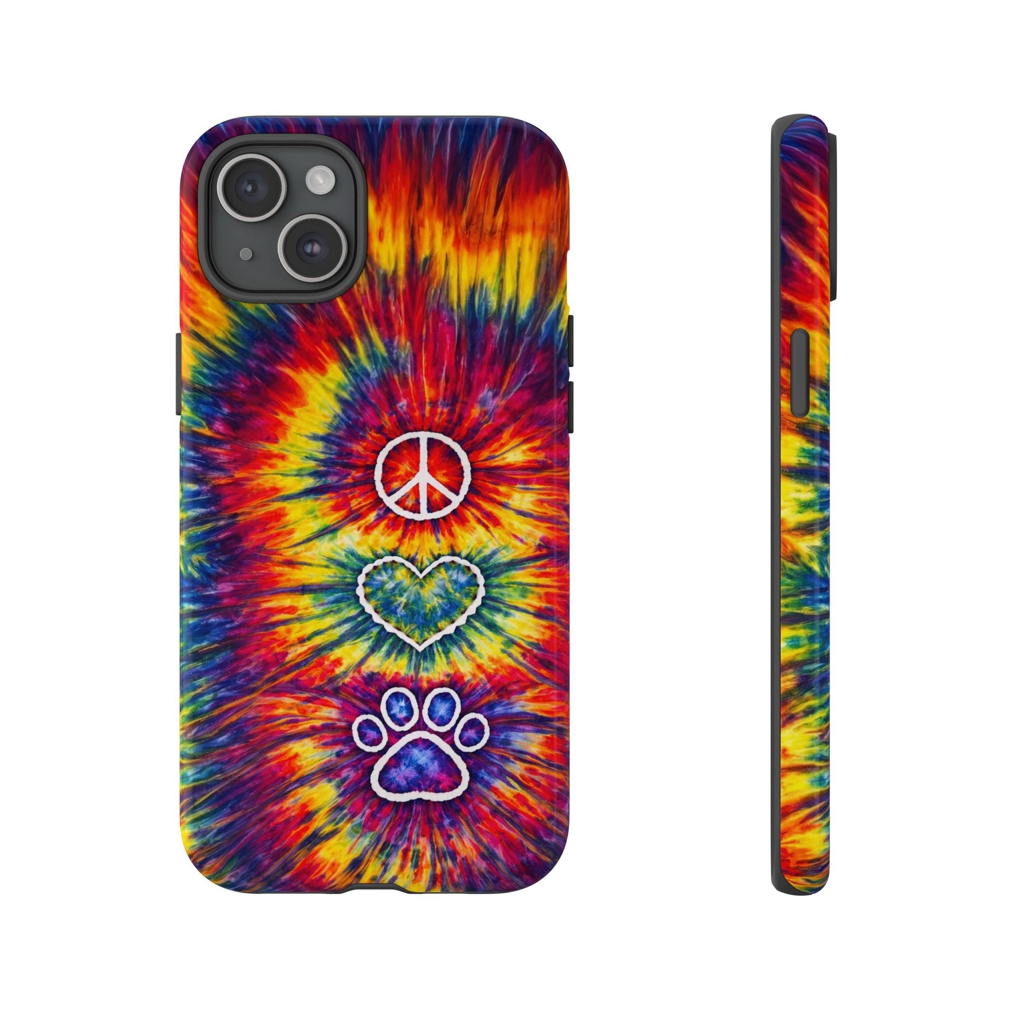 PEACE LOVE PAW PRINT COLORFUL PHONE CASE - TLNT1604262
