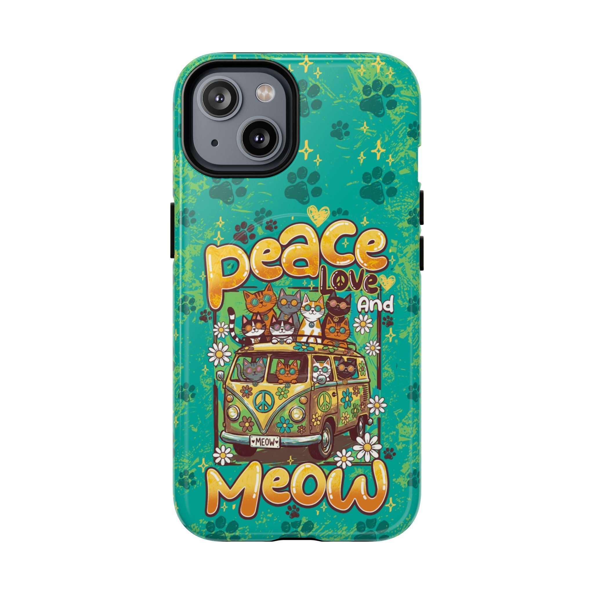 PEACE LOVE AND MEOW CATS MAGNETIC PHONE CASE - TY0707263