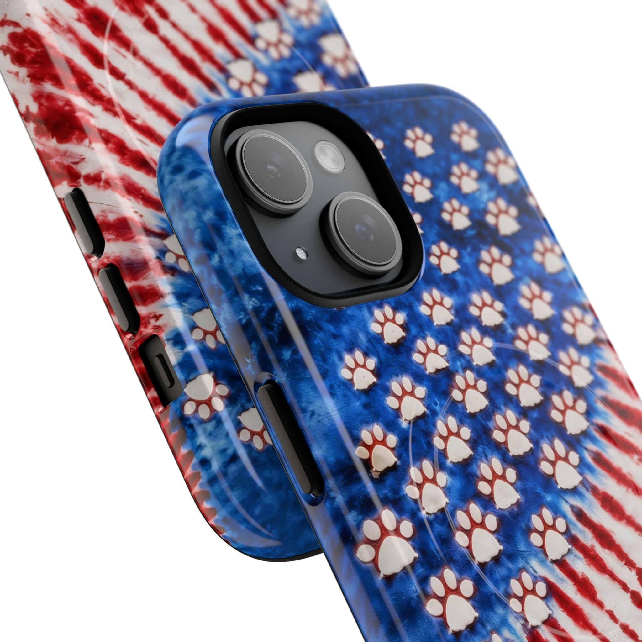 PAW PRINT RED WHITE & BLUE MAGNETIC PHONE CASE - TLHG1704262
