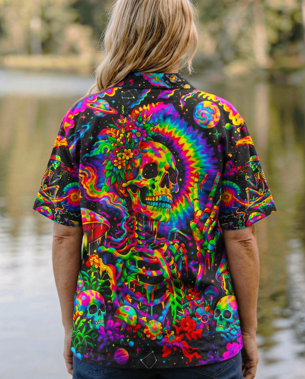 HIPPIE SKULL PSYCHEDELIC  HAWAIIAN SHIRT - TLNO0704261