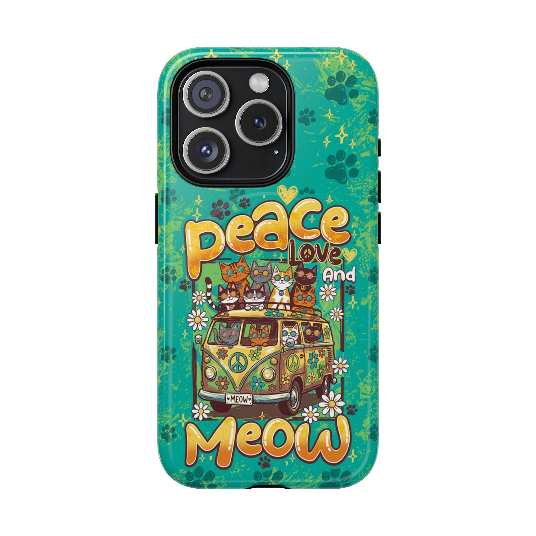 PEACE LOVE AND MEOW CATS MAGNETIC PHONE CASE - TY0707263