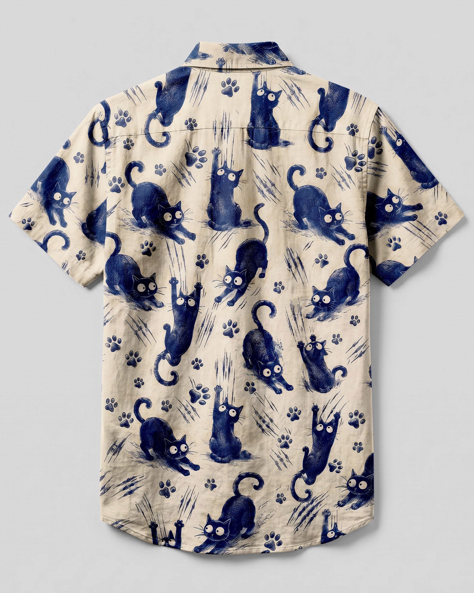 FUNNY PLAYFUL CAT  BUTTON-DOWN COLLAR SHIRT   - TLNO1706261