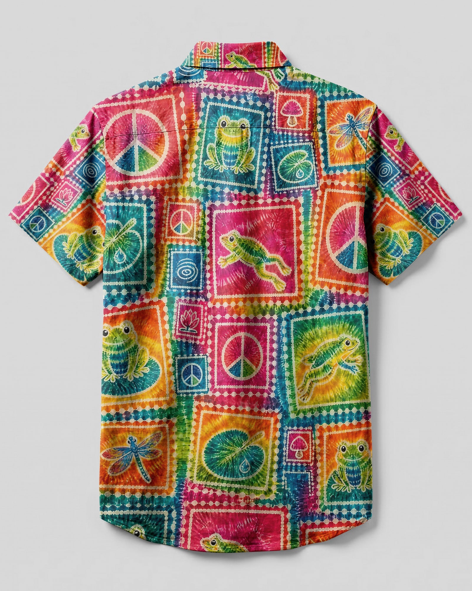 FROG PEACE PATCHWORK BUTTON-DOWN COLLAR SHIRT - KMTM2506262