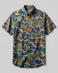 PEACE LOVE GOOD VIBES PATTERN BUTTON-DOWN COLLAR SHIRT - KMTM1706263