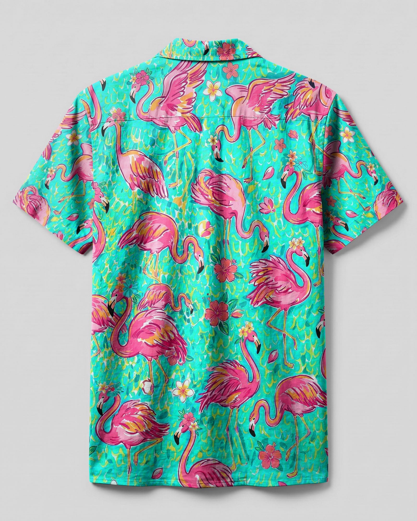 FLAMINGO PARADISE ART PATTERN CAMP SHIRT - TLHG1906264