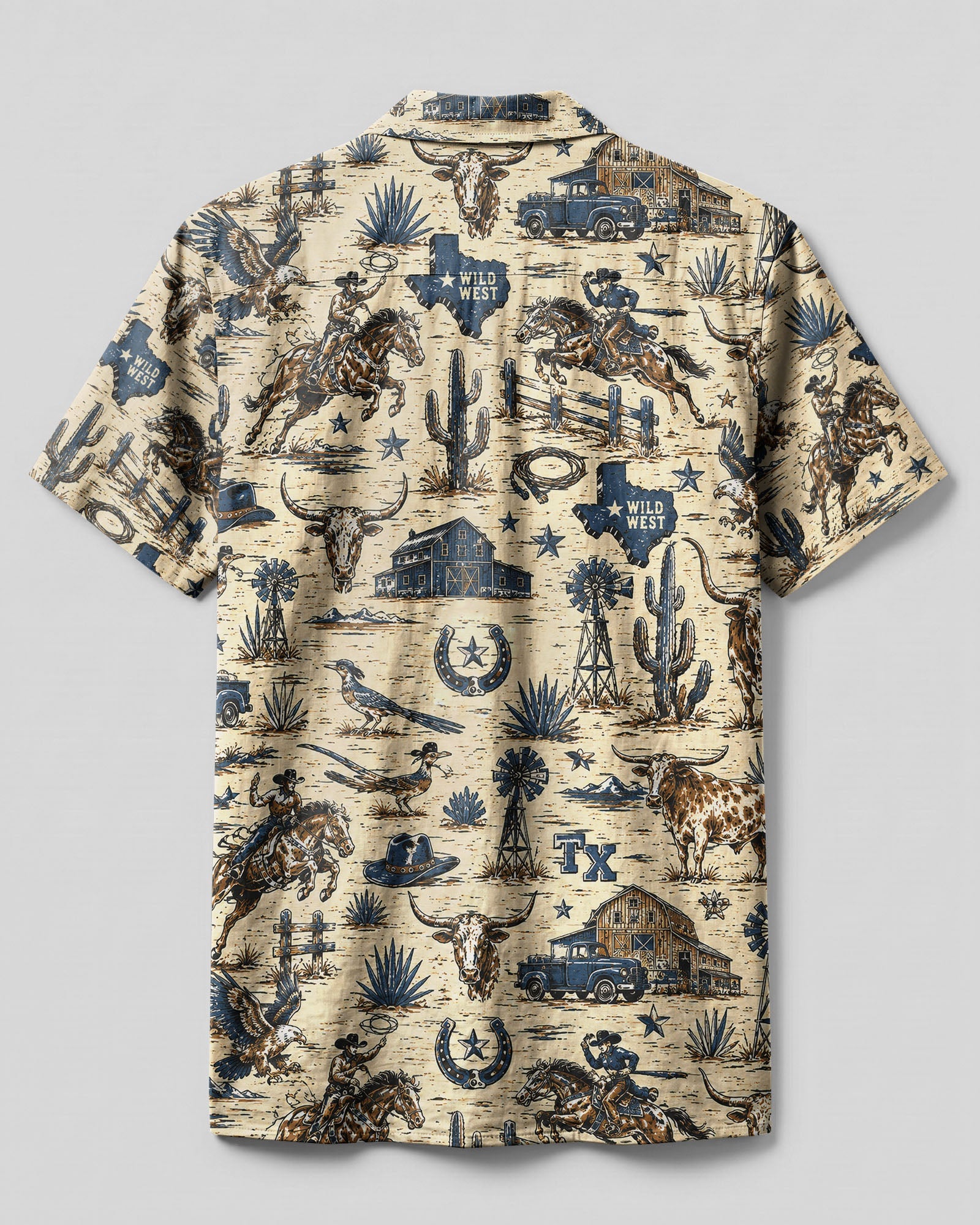 WILD WEST VINTAGE  TEXAS PATTERN CAMP SHIRT  - TLHG2606263