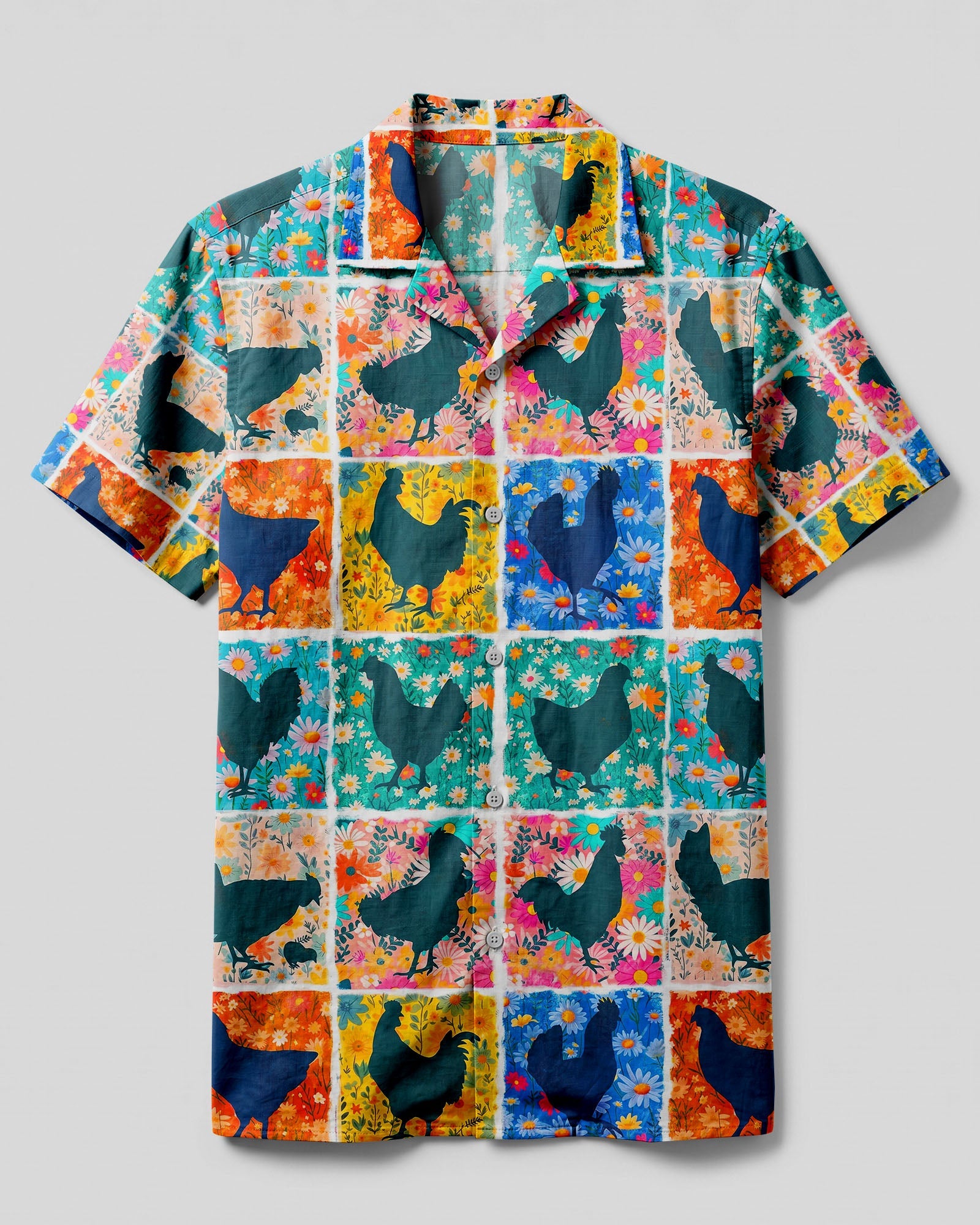 FLORAL CHICKEN PATCHWORK CAMP SHIRT - TYLN0107262