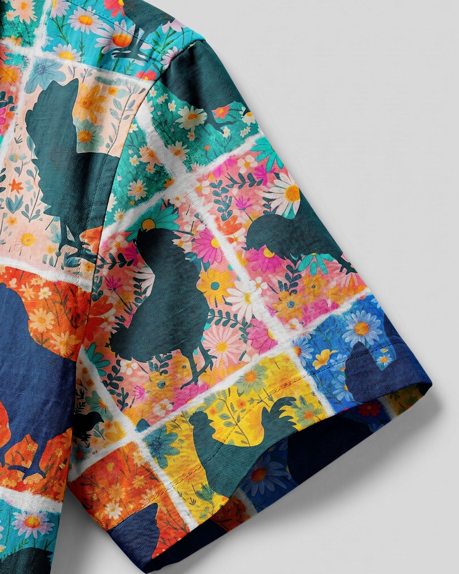 FLORAL CHICKEN PATCHWORK CAMP SHIRT - TYLN0107262