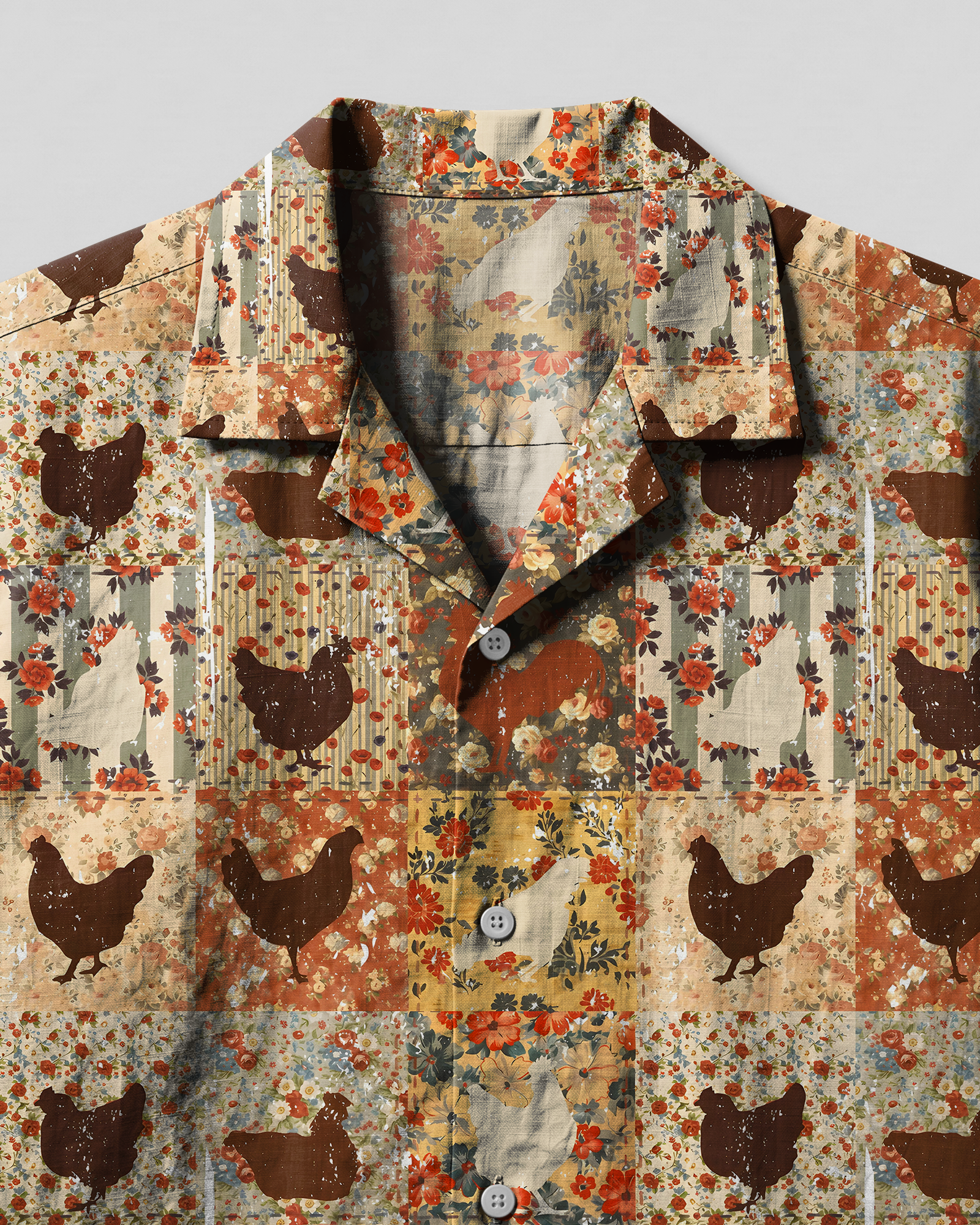 FLORAL CHICKENS VINTAGE CAMP SHIRT - TYPQ0107263