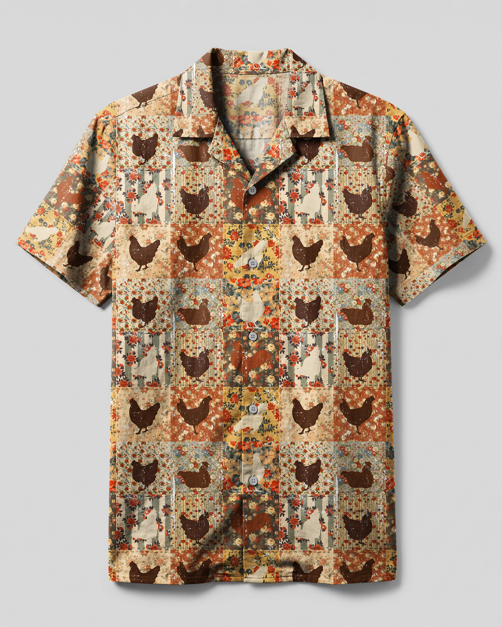 FLORAL CHICKENS VINTAGE CAMP SHIRT - TYPQ0107263