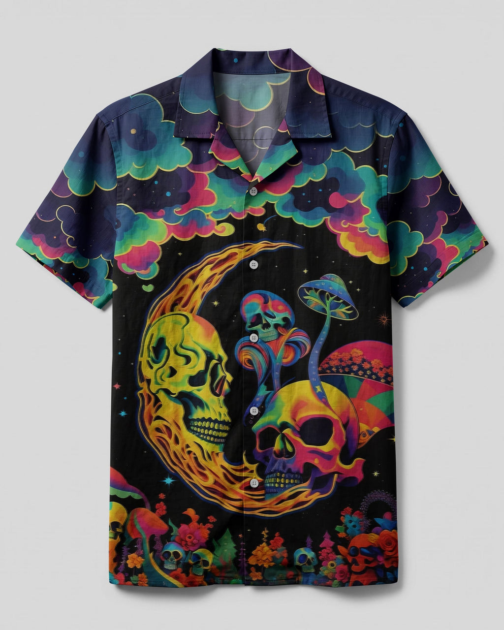 PSYCHEDELIC EYES MUSHROOM CAMP SHIRT - TLHG0604261