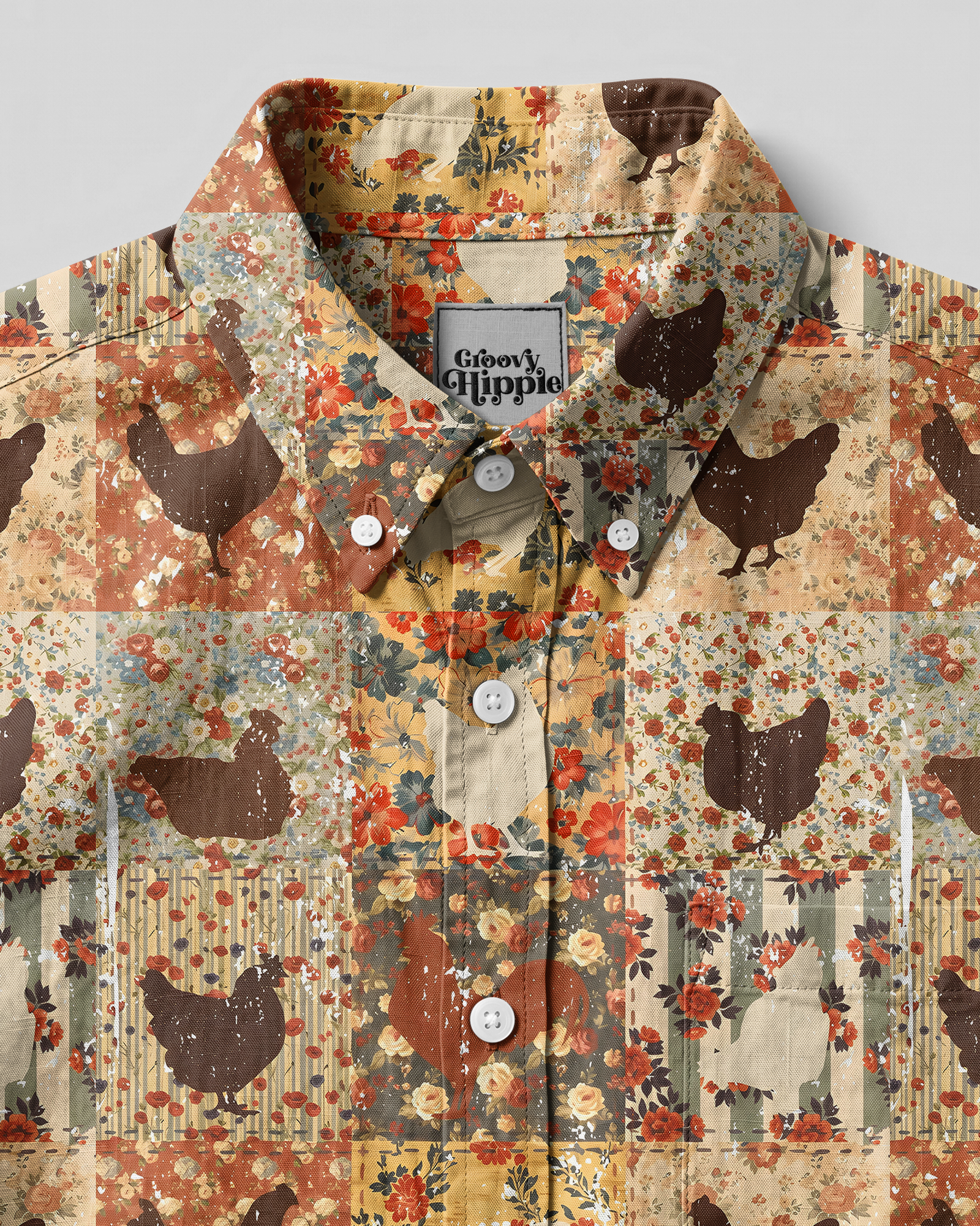 FLORAL CHICKENS VINTAGE BUTTON-DOWN COLLAR SHIRT - TYPQ0107262