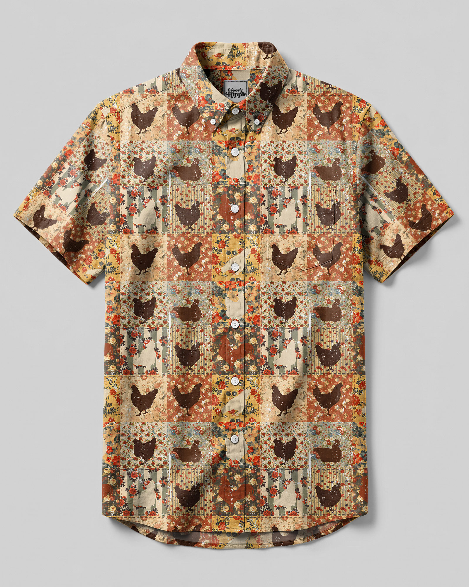 FLORAL CHICKENS VINTAGE BUTTON-DOWN COLLAR SHIRT - TYPQ0107262