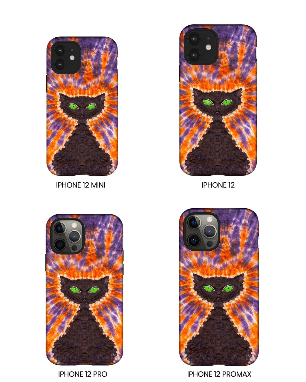 BLACK CAT PURPLE & ORANGE SWIRL  PHONE CASE  - TLHN2404264