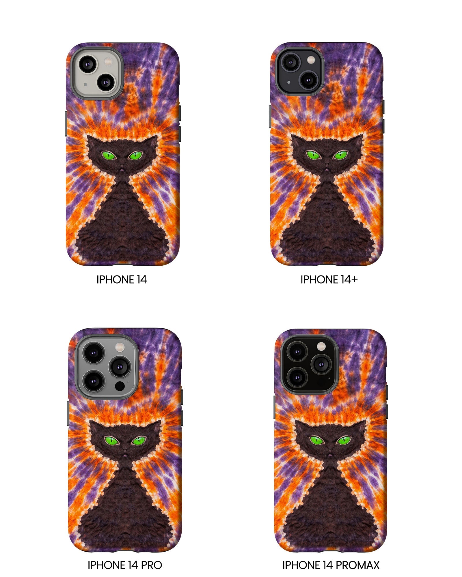BLACK CAT PURPLE & ORANGE SWIRL  PHONE CASE  - TLHN2404264