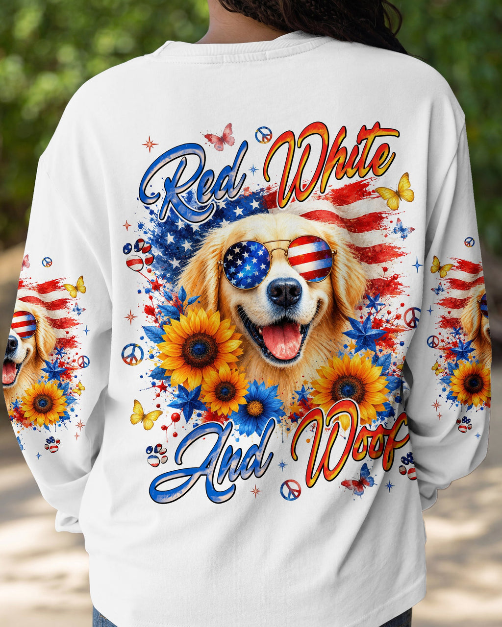 RED WHITE & WOOF GOLDEN RETRIEVER DOG ALL OVER PRINT - TLNT1905264