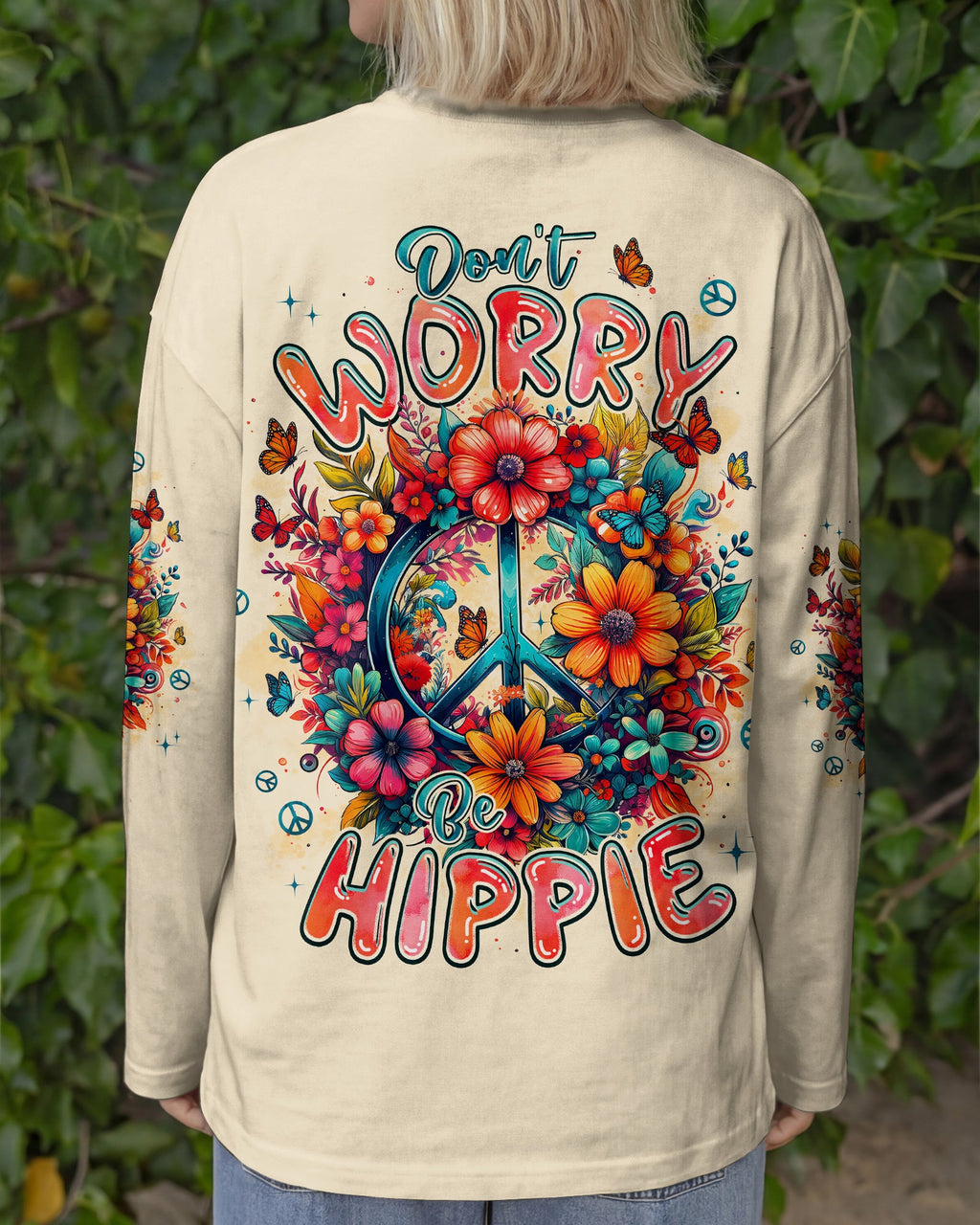 DON'T WORRY BE HIPPIE FLOWERS ALL OVER PRINT - TYPQ1404261