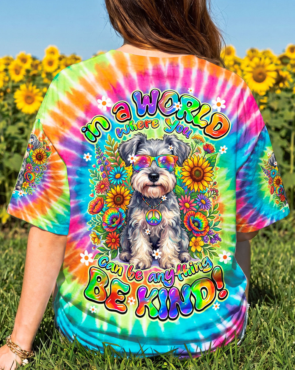 IN A WORLD WHERE YOU CAN BE ANYTHING BE KIND SCHNAUZER DOG ALL OVER PRINT - TY0805264