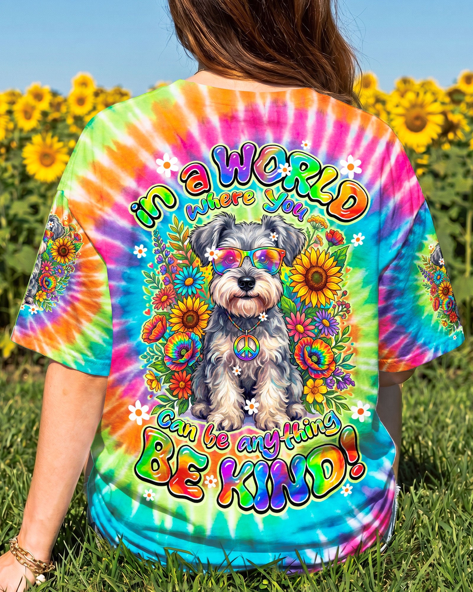 IN A WORLD WHERE YOU CAN BE ANYTHING BE KIND SCHNAUZER DOG ALL OVER PRINT - TY0805264