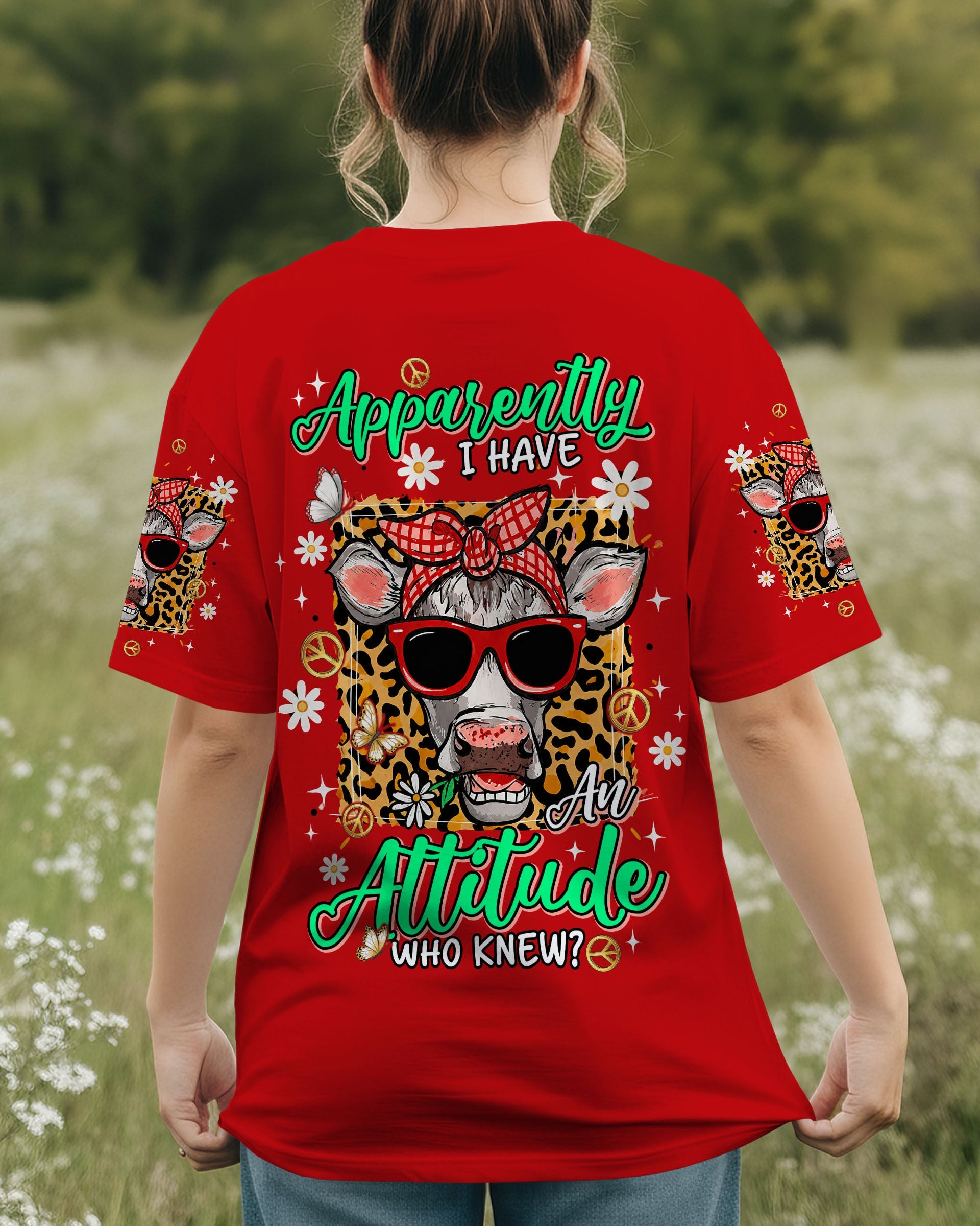 APPARENTLY I HAVE AN ATTITUDE WHO KNEW COW ALL OVER PRINT - TLNT1306261