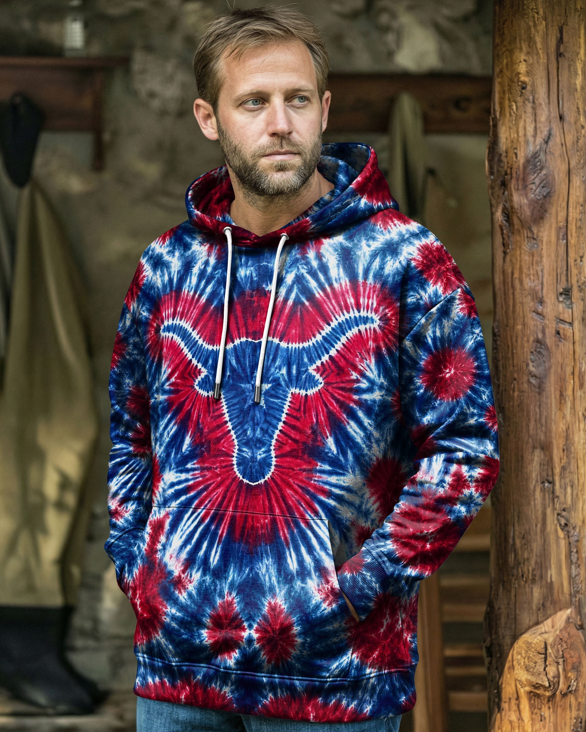 LONGHORN TEXAS STATE RED WHITE & BLUE SWIRL ALL OVER PRINT - TLNT1206261