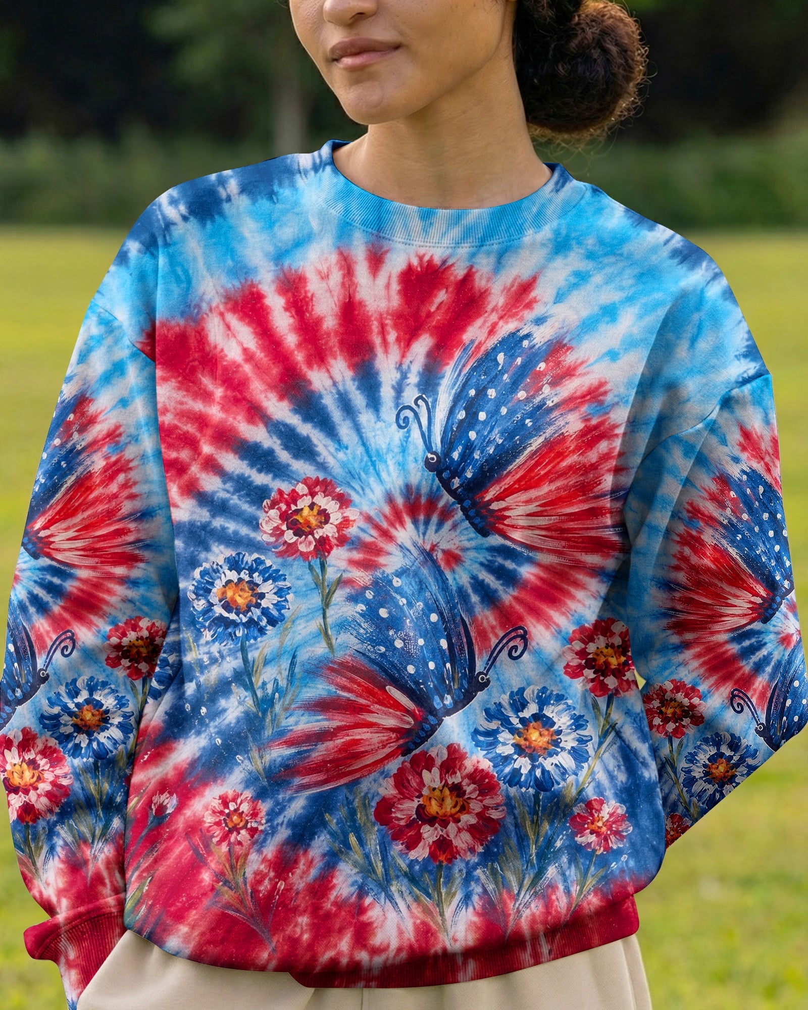 RED WHITE BLUE BUTTERFLY ALL OVER PRINT - RITD2406261