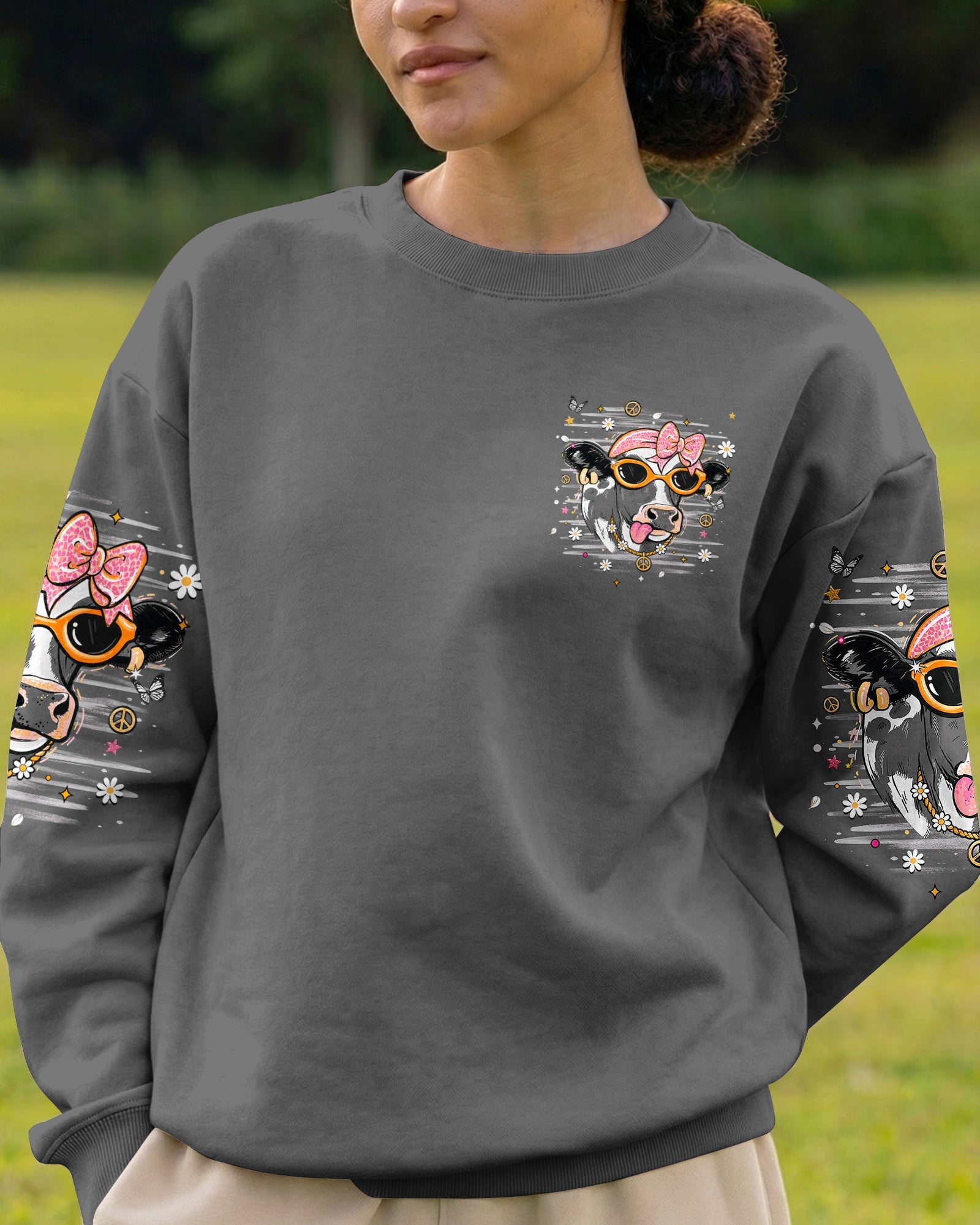 LITTLE BIT A HOT MESS COW ALL OVER PRINT  - TLHN1806264