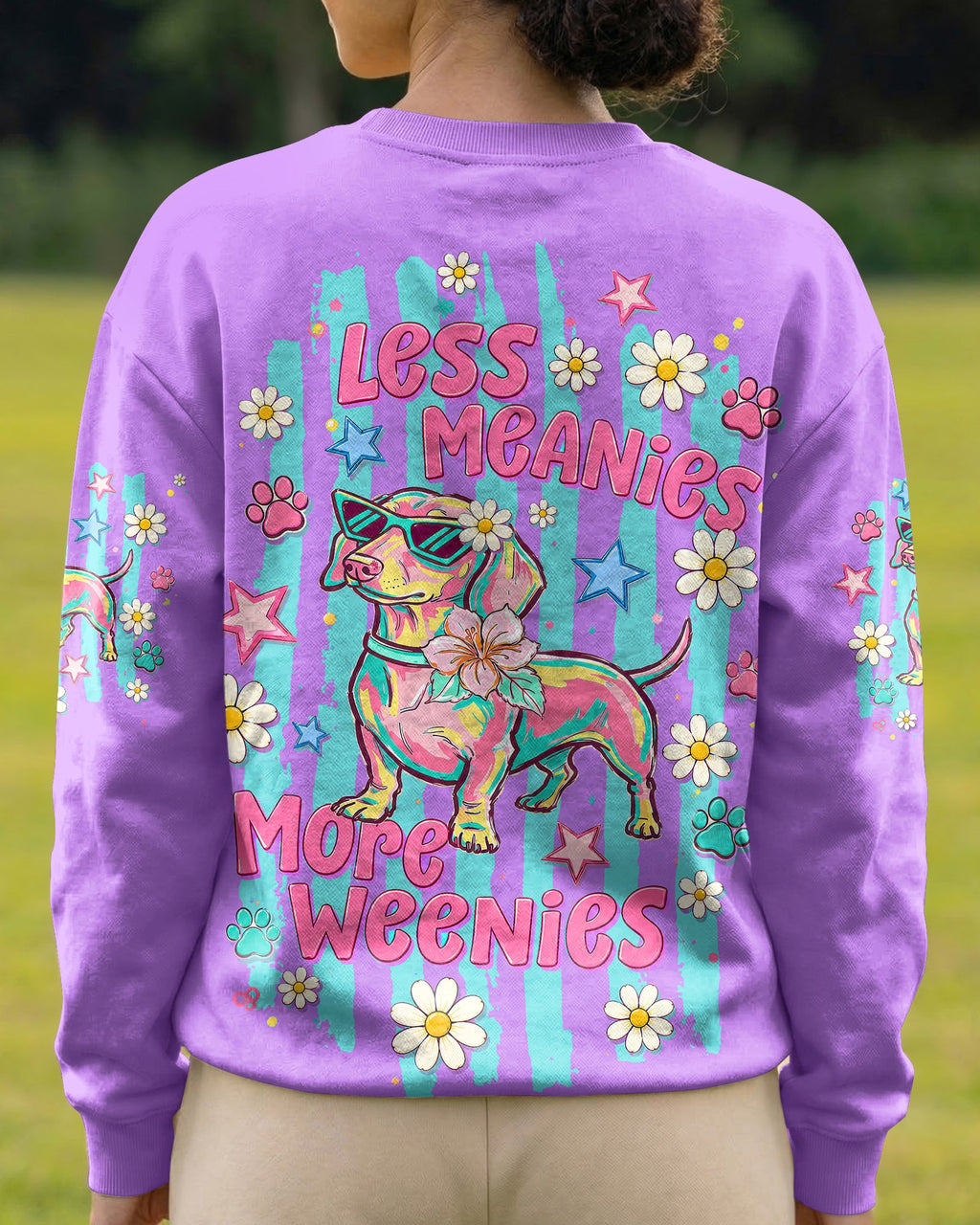LESS MEANIES MORE WEENIES DACHSHUND DOG  ALL OVER PRINT - TLTW2005261