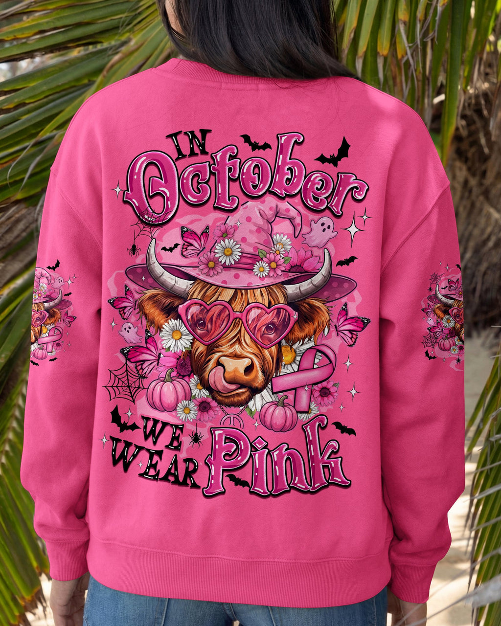 IN OCTOBER WE WEAR PINK COW HALLOWEEN BREAST CANCER AWARENESS ALL OVER PRINT - TYQY1507263