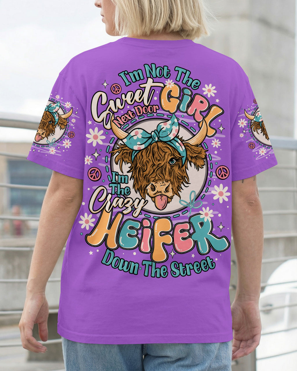 CRAZY HEIFER DOWN THE STREET COW ALL OVER PRINT - TLNO1506261